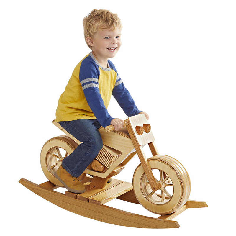 wooden rocking motorcycle